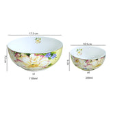 Luxury Beige Ceramic Dessert & Pudding Set | Floral Print | 7-Piece Gift Box Edition